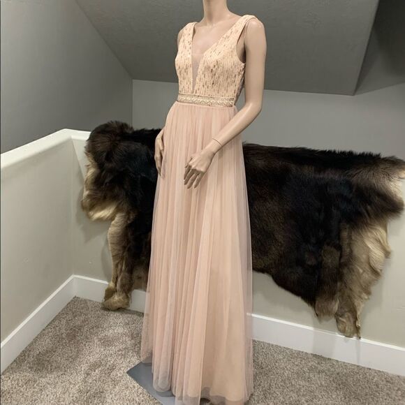 Elegant Sequined Floral Lace Double V-Neck Party Dress - Picture 8 of 14